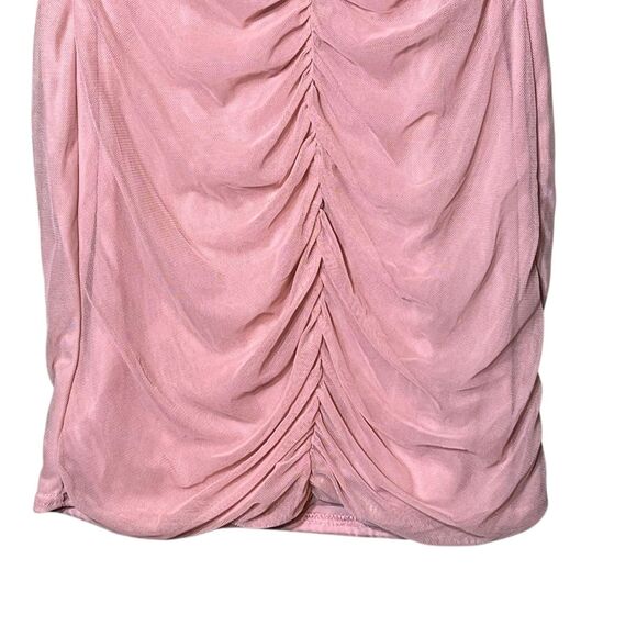 PRETTYLITTLETHING Dress Womens US 2 Pink Ruched Bodycon Mini Party Club V Neck - Picture 9 of 11